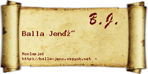 Balla Jenő névjegykártya